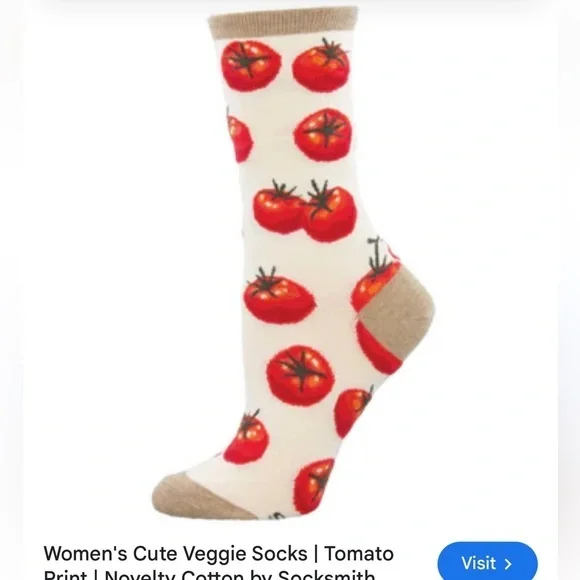 Socksmith Women's Tomato Print Socks - Cream and Tan - Picture 1 of 3